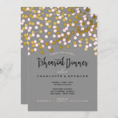 Rosa| Gold Confetti Hochzeit Probe Dinner Einladung (Vorne/Hinten)