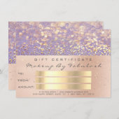 Rosa-Gold-Confetti-Lila Makeup-Geschenkkarte (Vorne/Hinten)