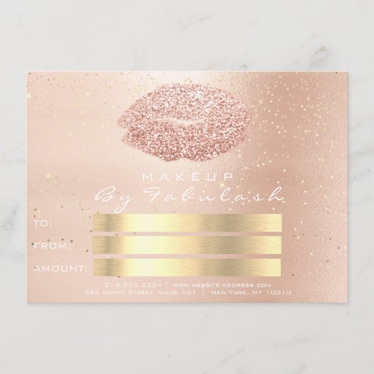 Rosa Gold Confetti Skin Makeup Lips Geschenkkarte (Vorderseite)