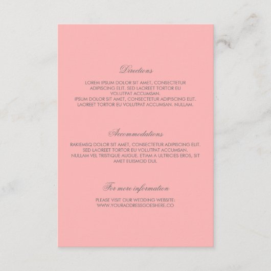 Rosa Gold Confetti Wedding Details Begleitkarte (Vorderseite)