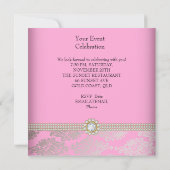 Rosa Gold Cream Diamond Gem Elegantes Party Einladung (Rückseite)