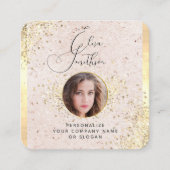 Rosa Gold Custom Social Media QR Code Foto Quadratische Visitenkarte (Vorderseite)