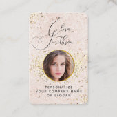 Rosa Gold Custom Social Media QR Code Foto Visitenkarte (Vorderseite)