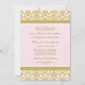 Rosa Gold Damask Probe Dinner Party Einladung (Rückseite)