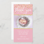 Rosa Gold DANKEN IHNEN Baby-Duschen-Mädchen | FOTO Dankeskarte (Vorne/Hinten)
