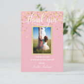 Rosa Gold DANKEN IHNEN Baby-Duschen-Mädchen | FOTO Dankeskarte (Stehend Vorderseite)
