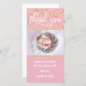 Rosa Gold DANKEN IHNEN Baby-Duschen-Mädchen | FOTO Dankeskarte (Vorne/Hinten)