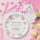 Rosa Gold, das er mir Schmetterlinge gibt Pappteller (Party)