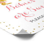 Rosa Gold Dino Girl Babies sind ein süßes Zeichen Poster (Ecke)