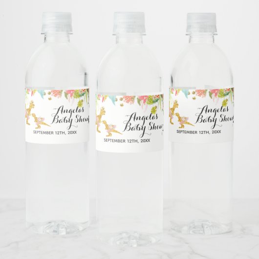 Rosa Gold Dino Giro Flasche Wasserflaschenetikett (Flaschen)