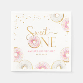 Rosa Gold Donuts Sweet One 1. Geburtstag Serviette