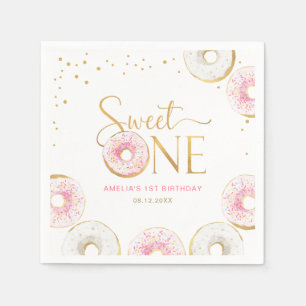 Rosa Gold Donuts Sweet One 1. Geburtstag Serviette
