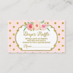 Rosa Gold Dots Baby Dusche Windel Raffekarte Begleitkarte
