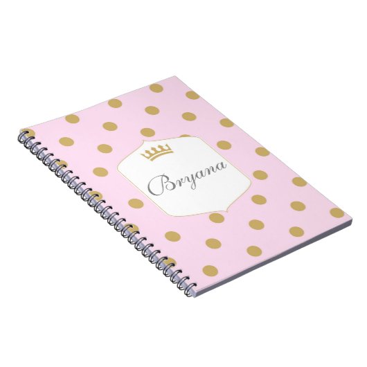 Rosa & Gold Dots Royal Crown Princess Notebook Notizblock (Rechte Seite)