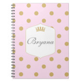 Rosa & Gold Dots Royal Crown Princess Notebook Notizblock (Vorderseite)
