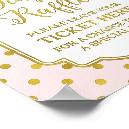 Rosa Gold Dots Windeln Raffelzeichen Poster (Ecke)