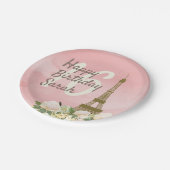 Rosa Gold Eiffelturm Sweet 16 Geburtstag Pappteller (Schrägansicht)