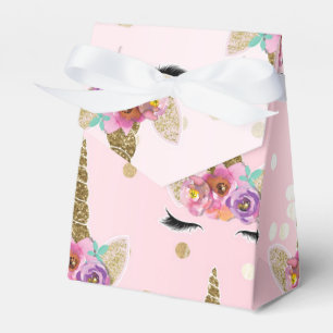 Rosa & Gold Einhorn Blumen-Horn Geburtstagsfeier Geschenkschachtel