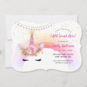 Rosa Gold Einhorn Face Einladungen JEDES VERANSTAL (Vorderseite)