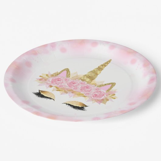 Rosa Gold Einhorn Face Paper Teller (Schrägansicht)