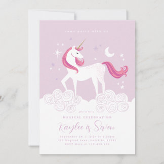 Rosa Gold Einhorn Geburtstagsparty Einladung Girl