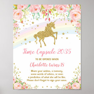 Rosa Gold Einhorn Kapsel Erstbegehrenszeichen Poster