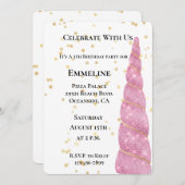 Rosa Gold Einhorn Stars Weißer Geburtstag Einladung (Vorne/Hinten)
