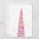 Rosa Gold Einhorn Stars Weißer Geburtstag Einladung (Rückseite)