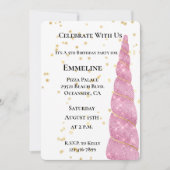 Rosa Gold Einhorn Stars Weißer Geburtstag Einladung (Vorderseite)