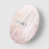 Rosa Gold Elegance ⎢ Monogram Acrylmauer-Uhr Runde Wanduhr (Winkel)