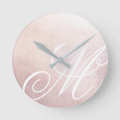 Rosa Gold Elegance ⎢ Monogram Acrylmauer-Uhr Runde Wanduhr (Vorderseite)