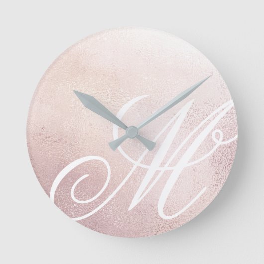 Rosa Gold Elegance ⎢ Monogram Acrylmauer-Uhr Runde Wanduhr (Vorderseite)