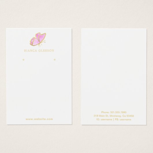 Rosa Gold Elegante Butterfly Earring Display Card (Vorne & Hinten)