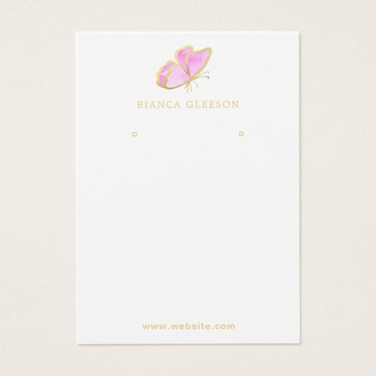Rosa Gold Elegante Butterfly Earring Display Card (Vorderseite)