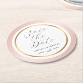 Rosa Gold Elegante SkriptWedding Save the Date Runder Pappuntersetzer (Angewinkelt)
