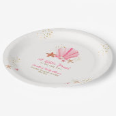 Rosa Gold Elegante Starfish Seashell Baby Dusche Pappteller (Schrägansicht)