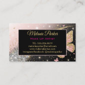 Rosa Gold Eleganter Glitzer Butterfly Visitenkarte (Rückseite)