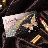 Rosa Gold Eleganter Glitzer Butterfly Visitenkarte