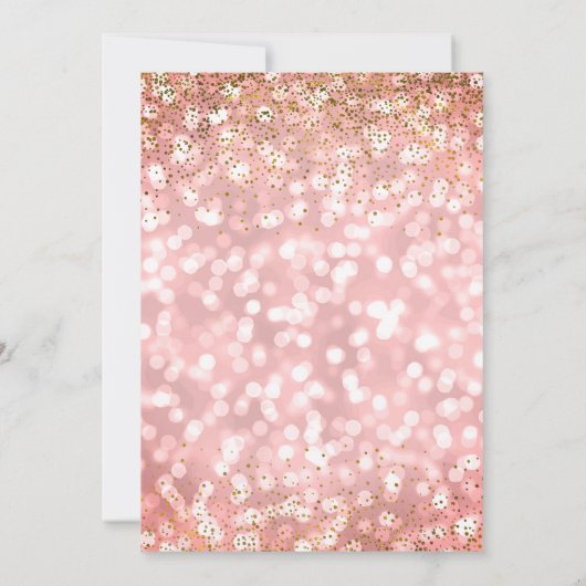 Rosa Gold elegantes Bokeh beleuchtet Einladung (Rückseite)