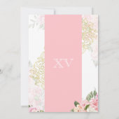 Rosa Gold Elegantes Hübsches Blumenkleid Quinceane Einladung (Rückseite)