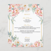 Rosa & Gold Elegantes Quinceñera Menü (Vorne/Hinten)