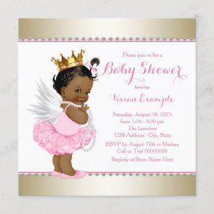 Rosa Gold Engel Baby Mädchen Shower Einladung