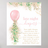 Rosa Gold Eukalyptus Ballon Späte Nacht Windeln Poster (Vorne)