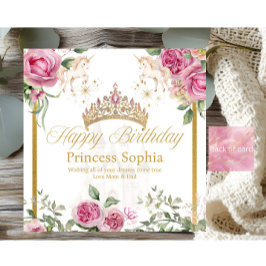 Rosa Gold Fairytale Princess Crown Geburtstagskart