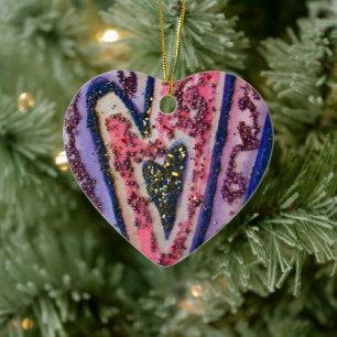Rosa Gold Faith Hearts Keramik Ornament