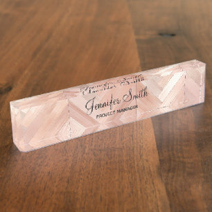 Rosa Gold Faux Holz Muster Namensplakette