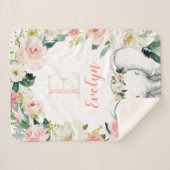 Rosa Gold Floral Elefant Girl Sherpadecke (Vorderseite (Horizontal))