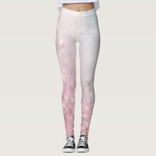 Rosa Gold Floral Marmor Leggings (Vorderseite)