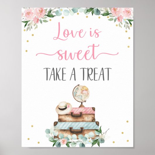 Rosa Gold Floral Travel Brautparty Leckerei Unters Poster (Vorne)
