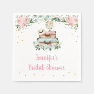 Rosa Gold Floral Travel Miss an Mrs. Brautparty Serviette